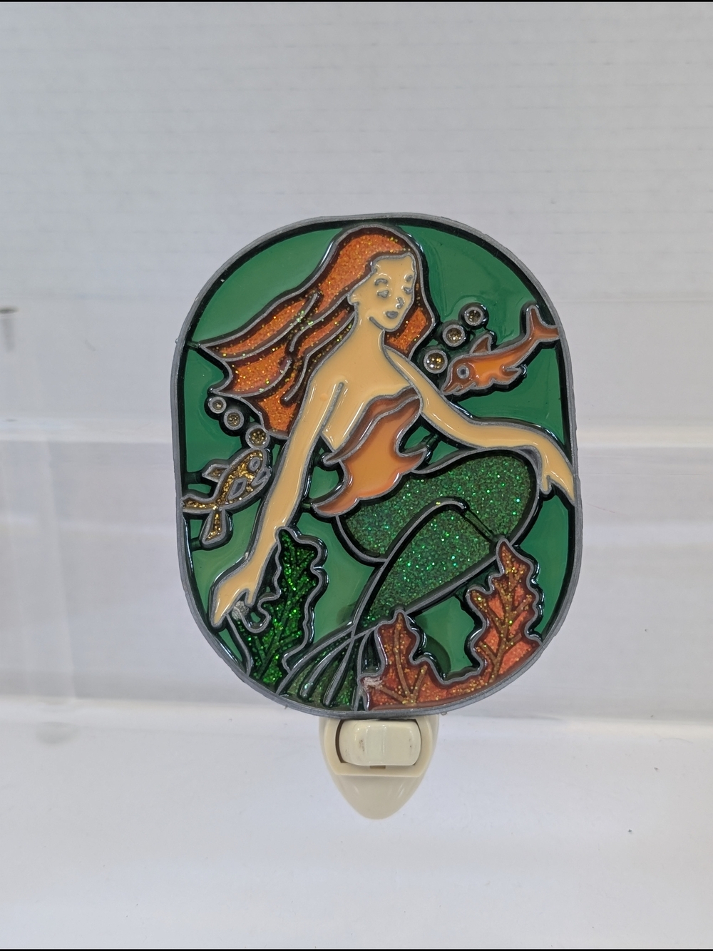 Mermaid Night Light Plug-In with Glitter Enamel